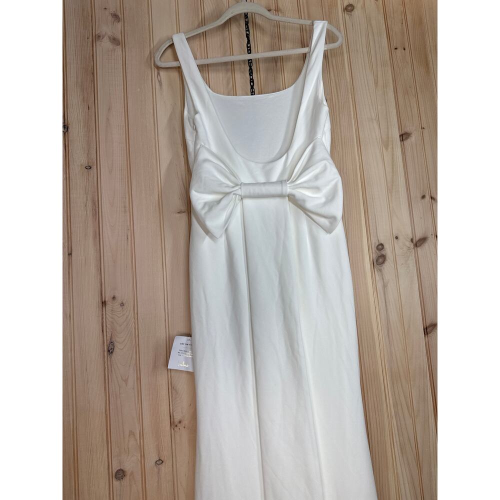 NWT Lulus Loving Fate White Bow Square Neck Backless Maxi Dress Wedding Bride M - Picture 3 of 11